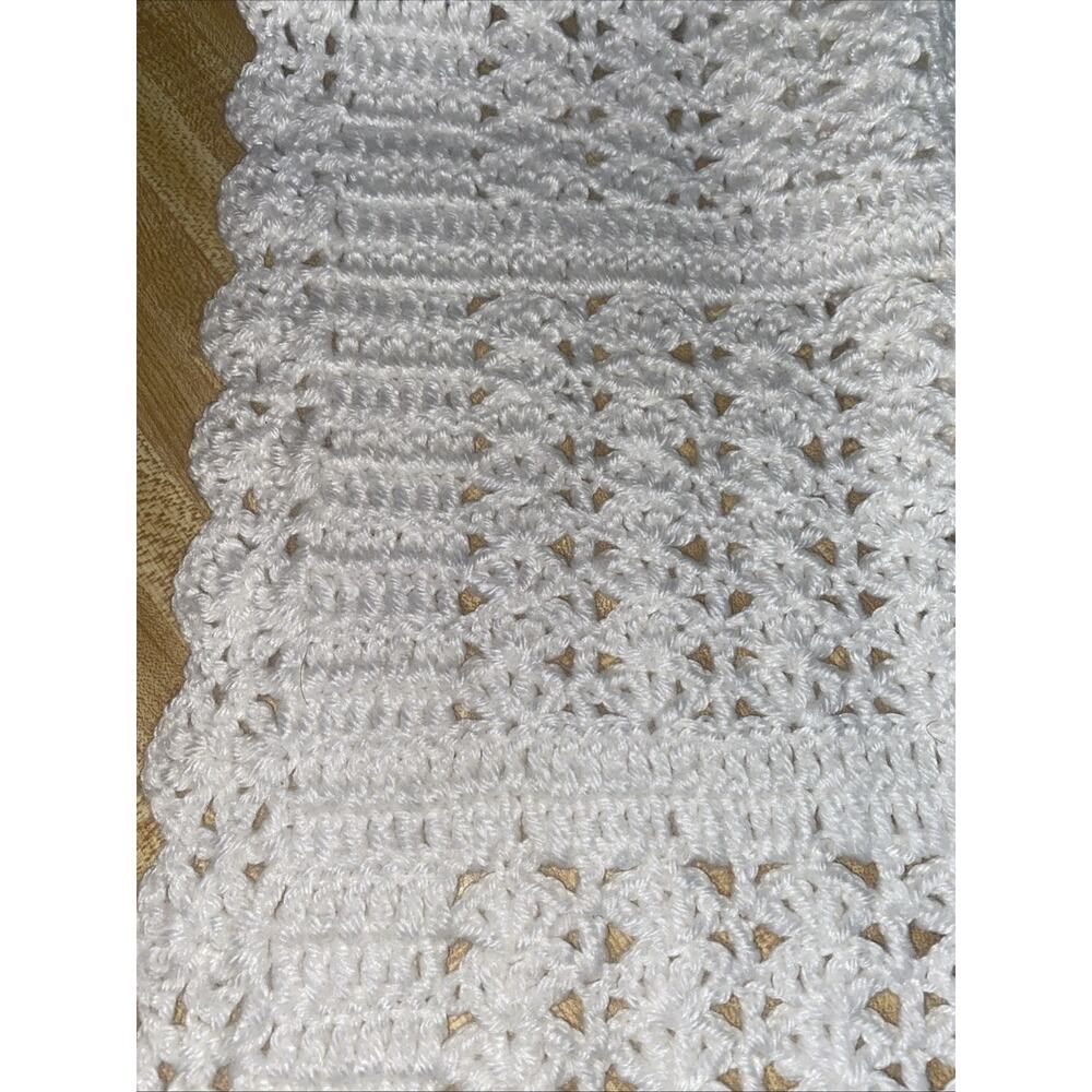 Handmade New Crochet Baby Blanket Boy Or Girl Solid White 57” x 43” - Picture 3 of 6